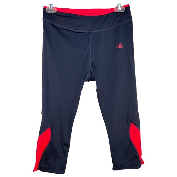 Adidas Black and Pink Running Capris‎ - Women’s Size Medium Cropped Athletic - Picture 1 of 8
